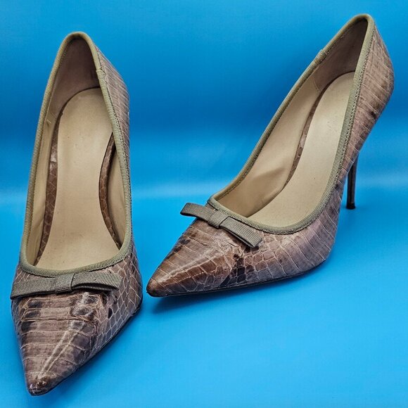 Elizabeth and James Shoes - Elizabeth and James Tan Snakeskin Heels – Size 7.5
